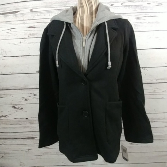 NWT Sebby Fleece Combo Zip Jacket Hoodie Black L - Picture 7 of 10